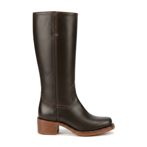 Bottes hautes femme à talon bloc et surpiqûres contrastées - Adèle