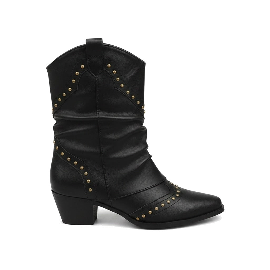 Bottes santiag femme cloutées à tige souple - Delphine