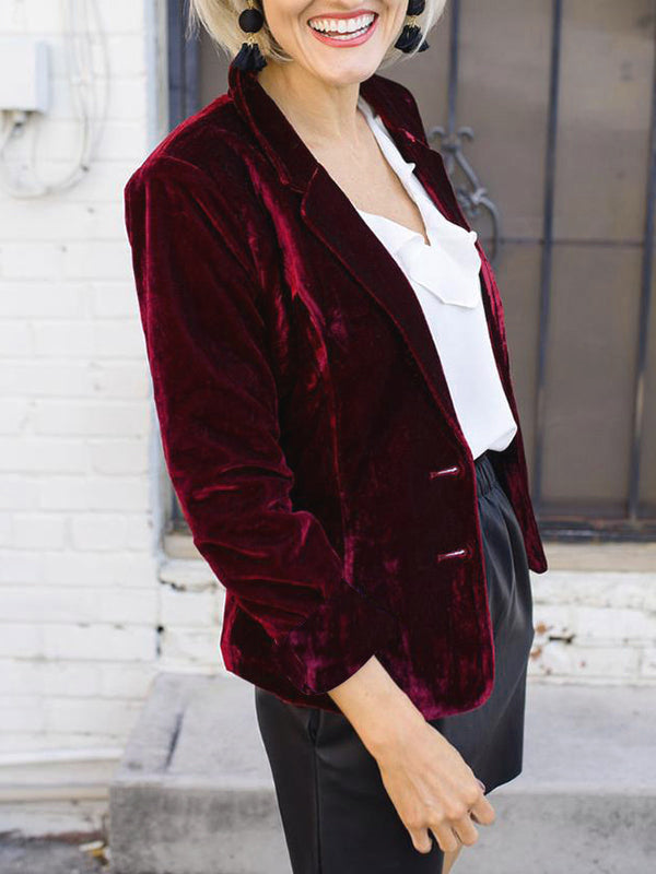 Blazer Femme – Aspect Velours, Cintré