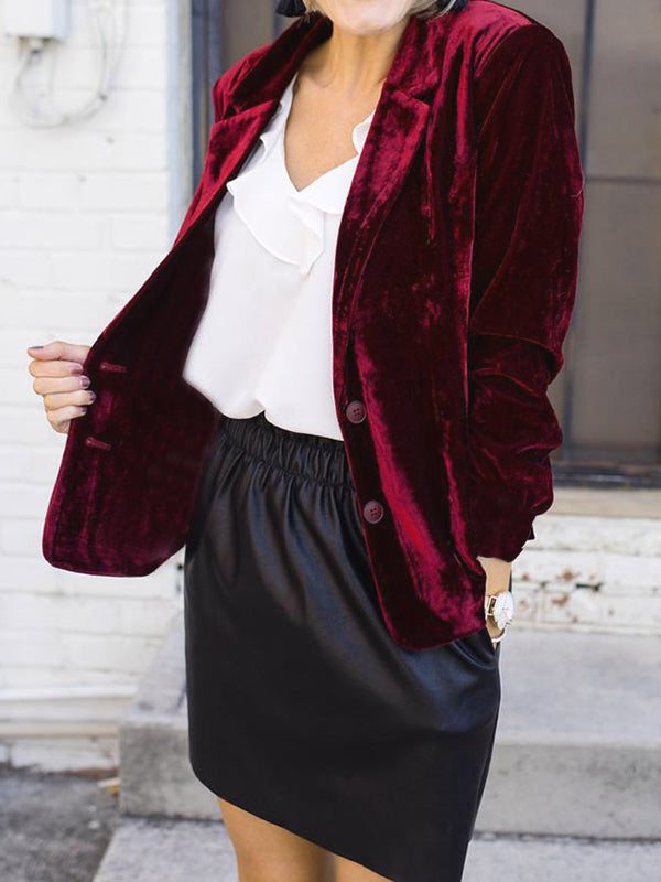 Blazer Femme – Aspect Velours, Cintré