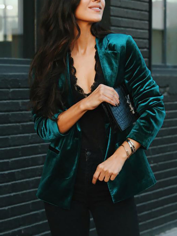 Blazer Femme – Aspect Velours, Cintré