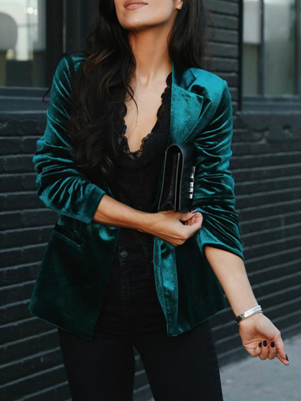 Blazer Femme – Aspect Velours, Cintré