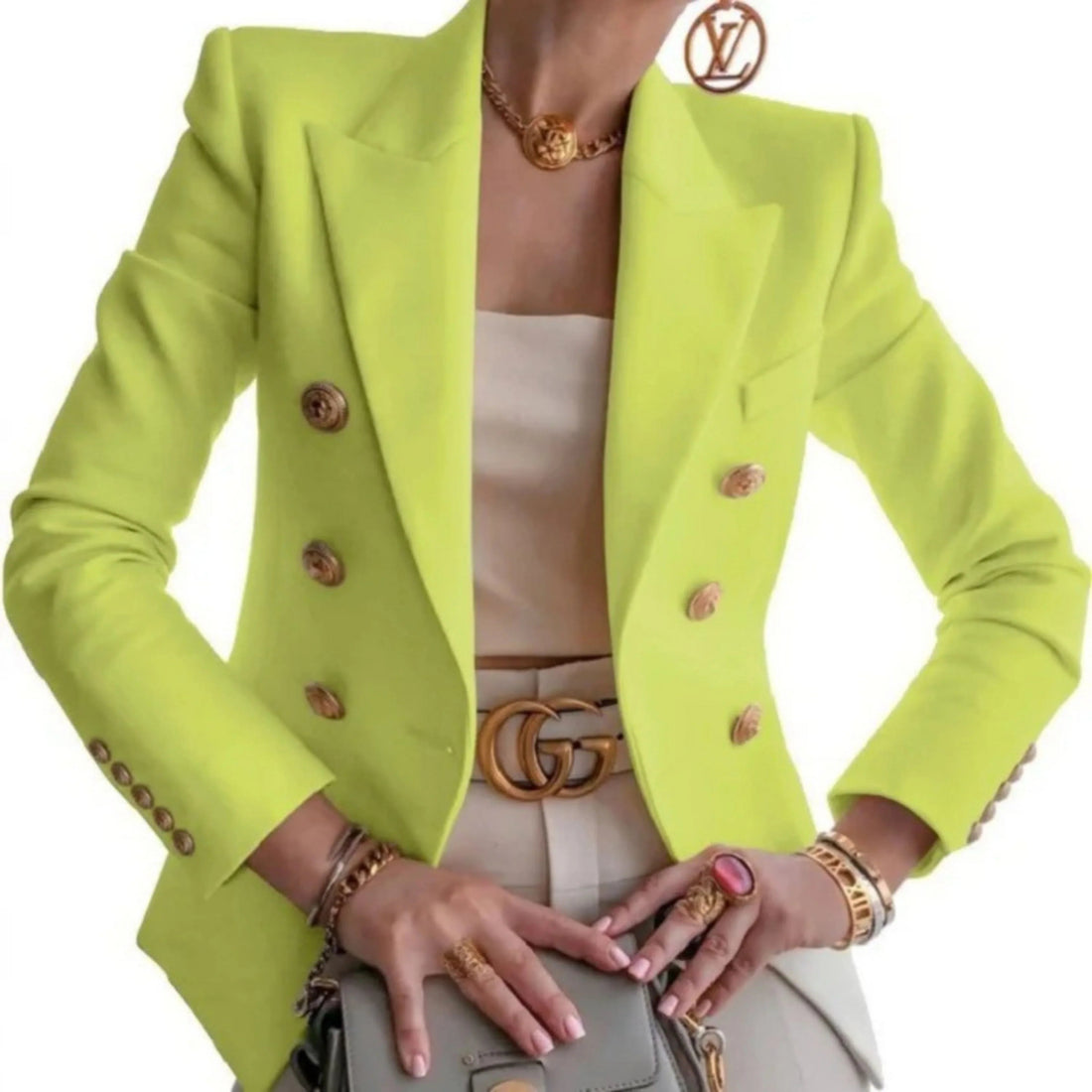 Blazer Femme – Boutons Dorés, Structuré