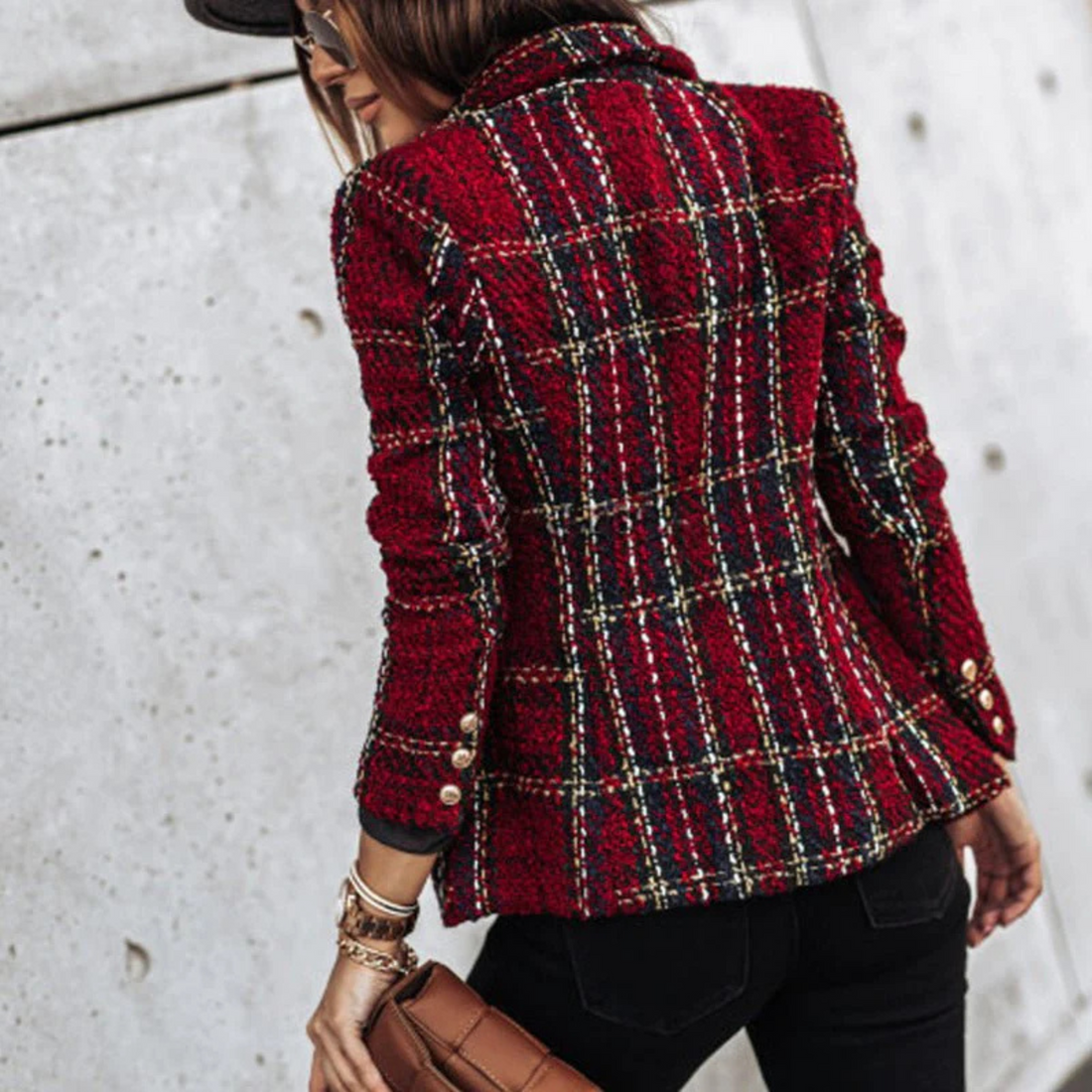 Blazer Femme – Carreaux, Tissu Souple