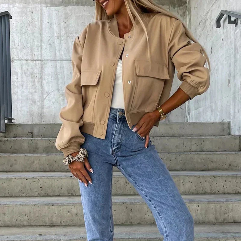 Blouson Femme – Bomber, Court Poches Rabat