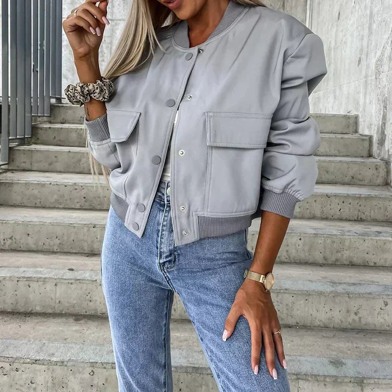 Blouson Femme – Bomber, Court Poches Rabat