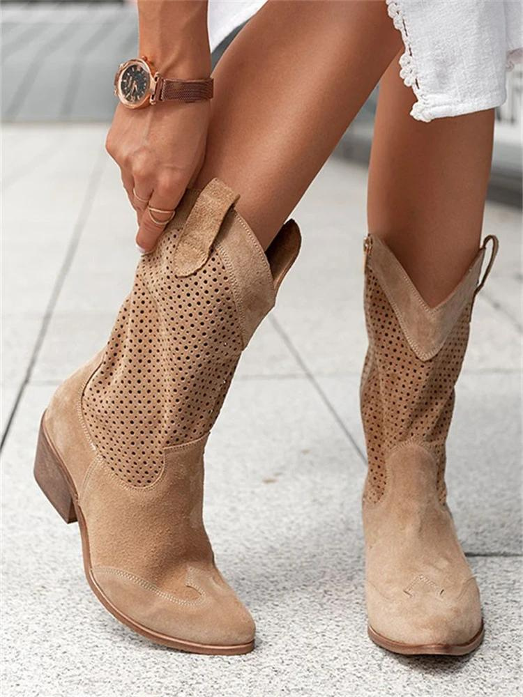Bottes Cowboy Femme Ajourées – Perforées, Bout Pointu