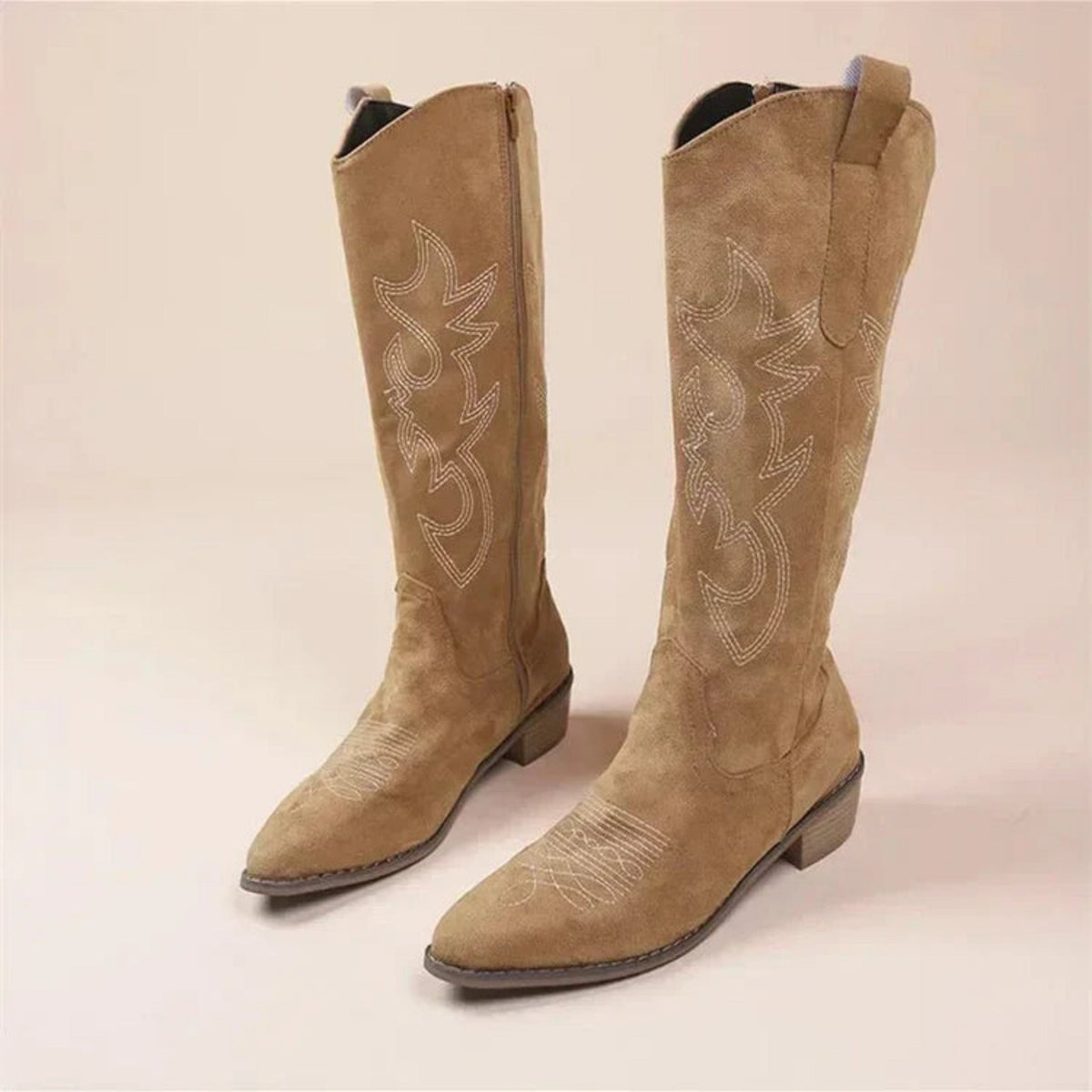 Bottes cowboy femme brodées western – marron foncé