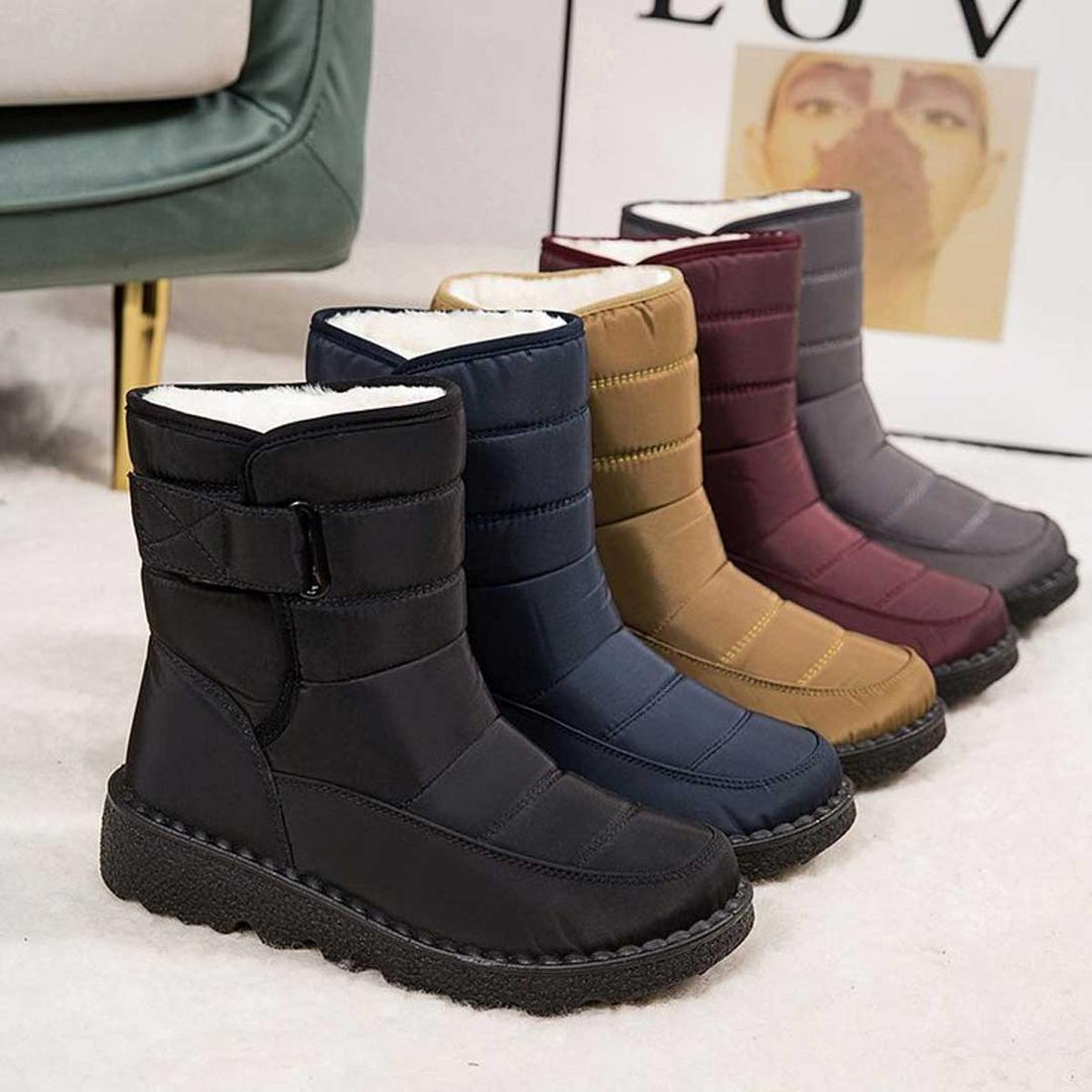 Bottes de Neige Femme – Fourrées, Semelle Antidérapante