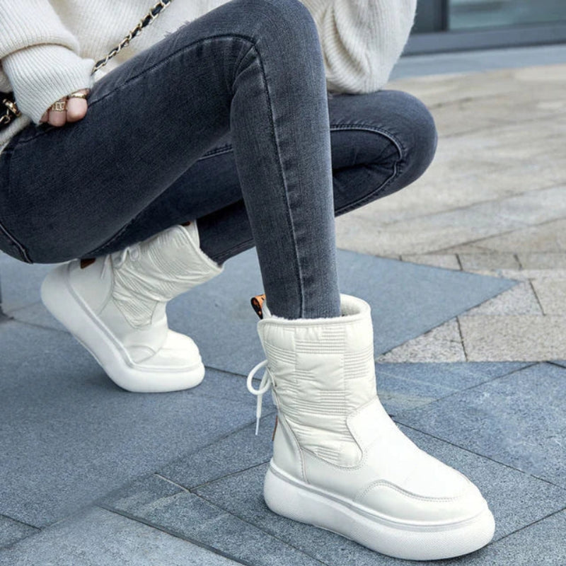Bottes de Neige Femme – Laçage Arrière, Semelle Plateforme