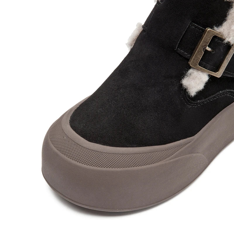 Bottes de Neige Femme – Neige Fourrées Aspect Cuir Crantée, Semelle Antidérapante