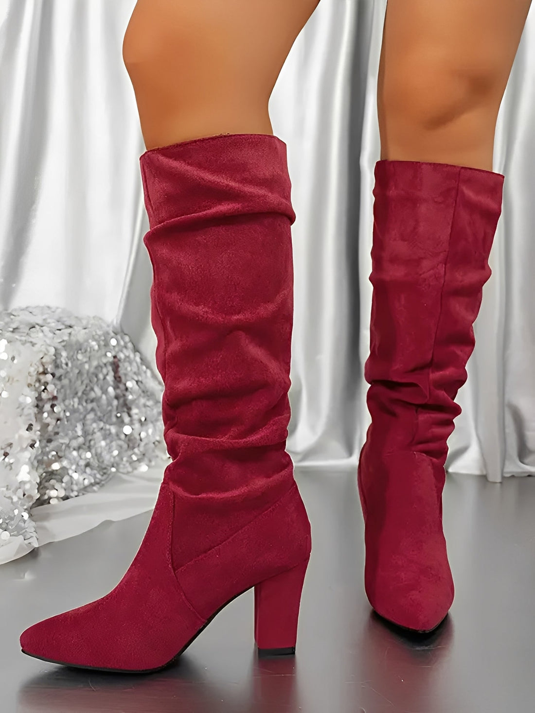 Bottes Hautes Femme – Aspect Daim, Tige Structurée