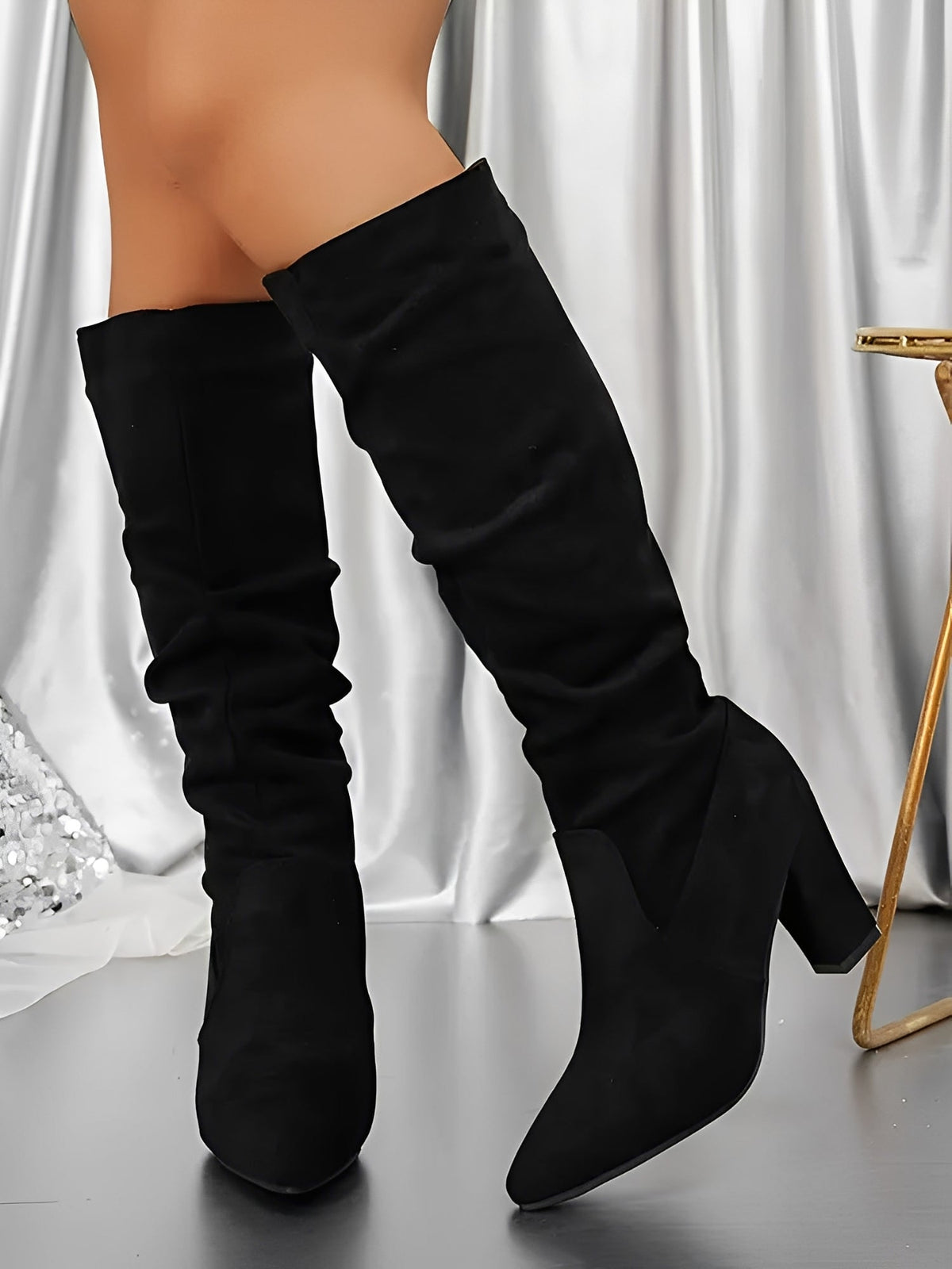 Bottes hautes femme aspect daim