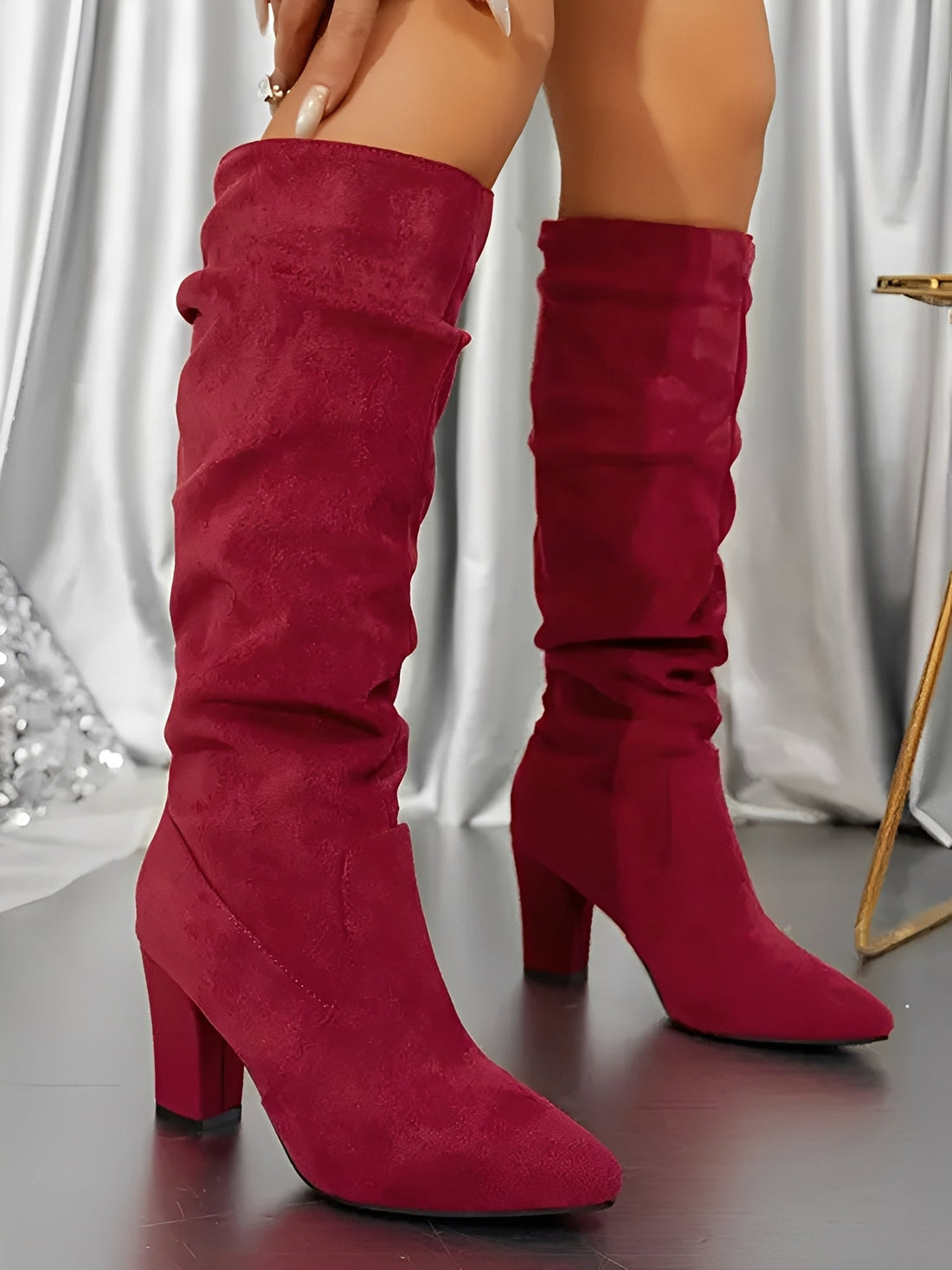Bottes Hautes Femme – Aspect Daim, Tige Structurée