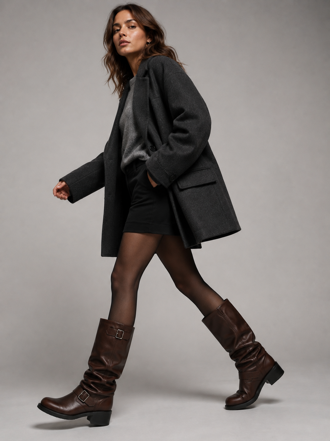 Bottes Hautes Femme – Boucles Aspect Cuir, Talon Bloc