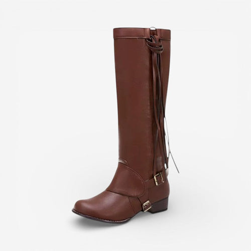 Bottes Hautes Femme – Cavalières à Boucles, Laçage Arrière