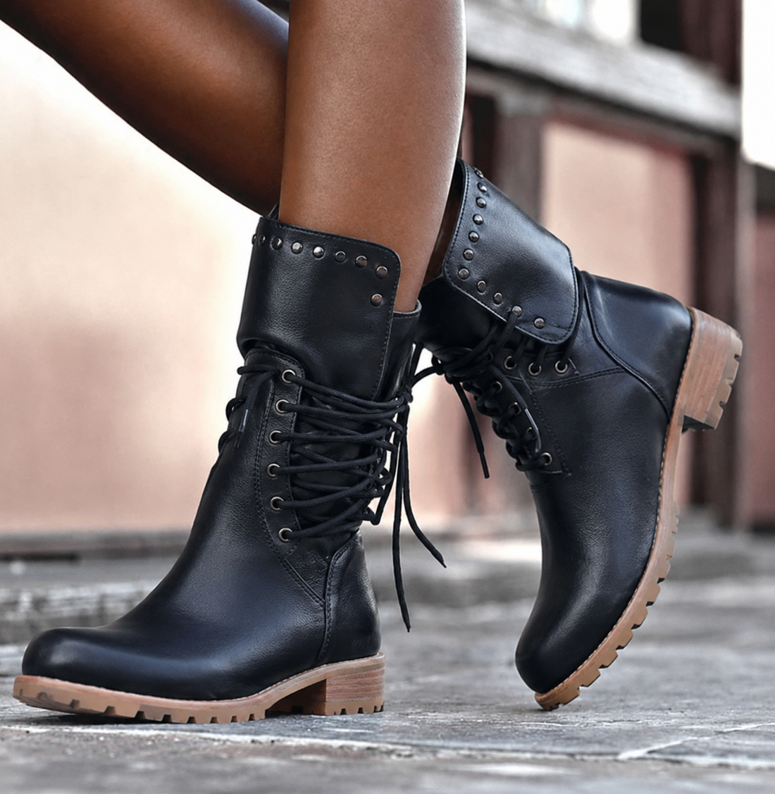 Bottes Hautes Femme – Mi-Hautes Aspect Cuir, Talon Bloc