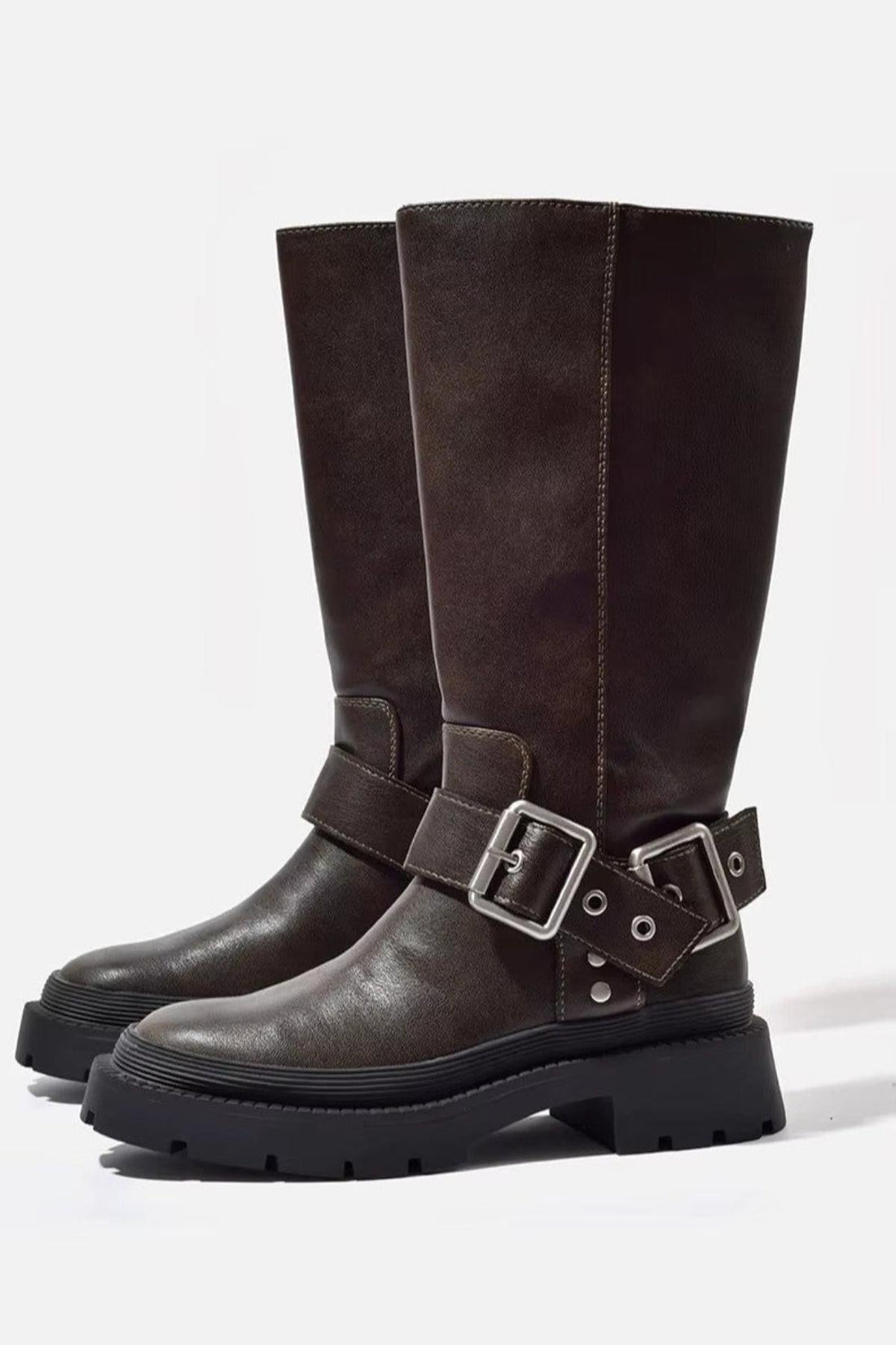 Bottes Hautes Femme Motardes – Boucle et Semelle Crantée