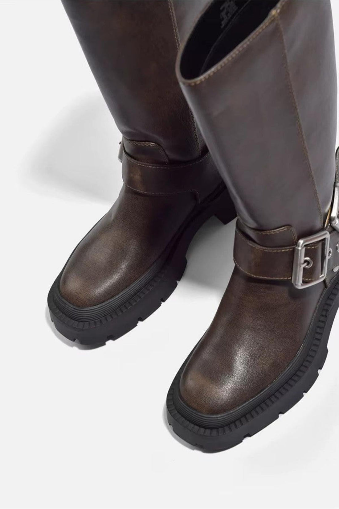 Bottes Hautes Femme Motardes – Boucle et Semelle Crantée