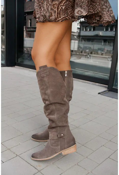 Bottes Hautes Femme – Plates, Nœud Décoratif Fermeture Éclair