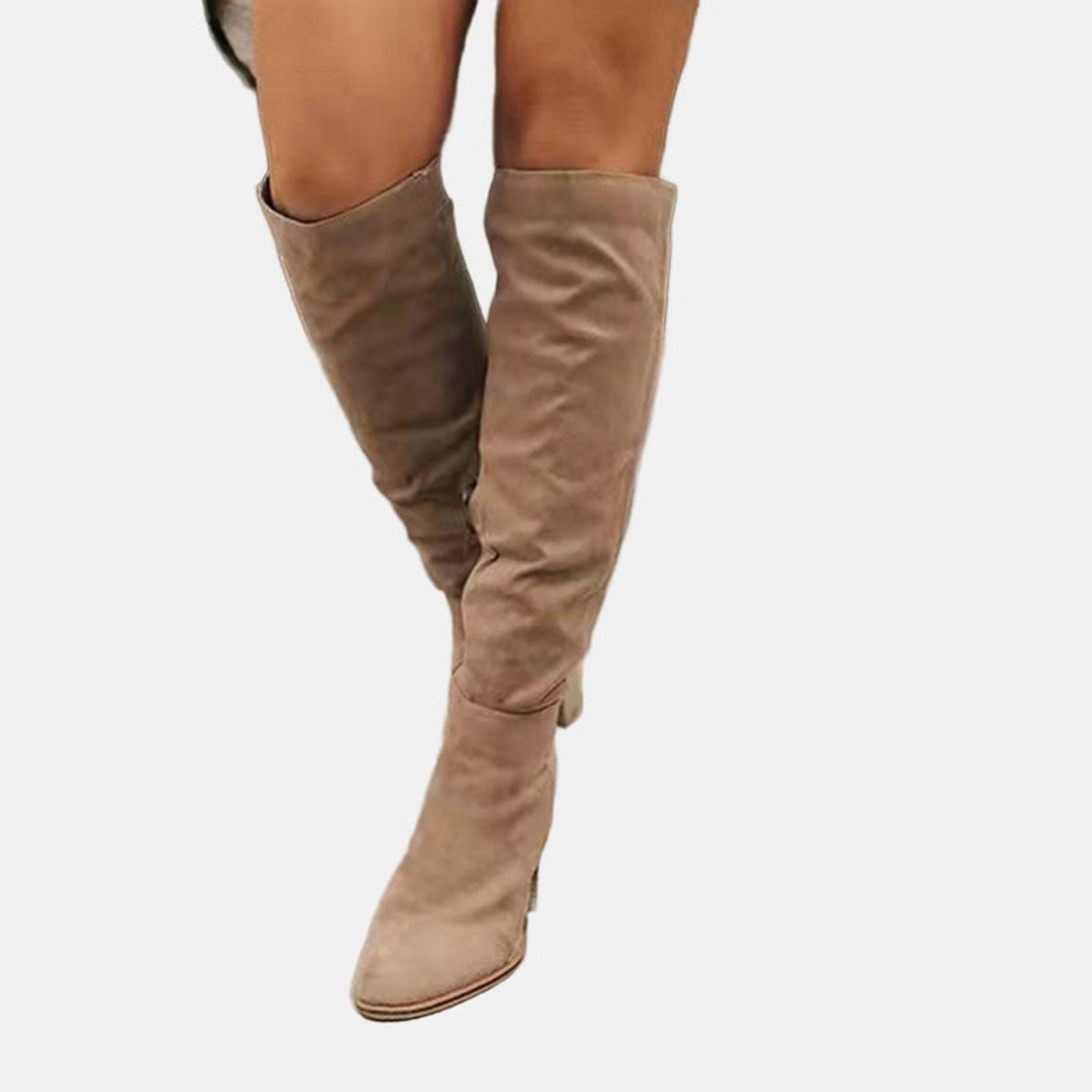 Bottes Hautes Femme – Talon Bloc, Fermeture Éclair