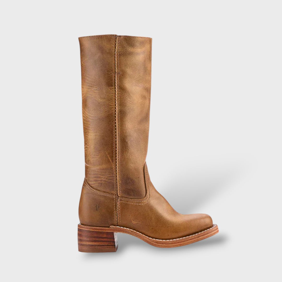 Bottes Hautes Femme – Talon Bloc Structuré, Surpiqûres Contrastantes