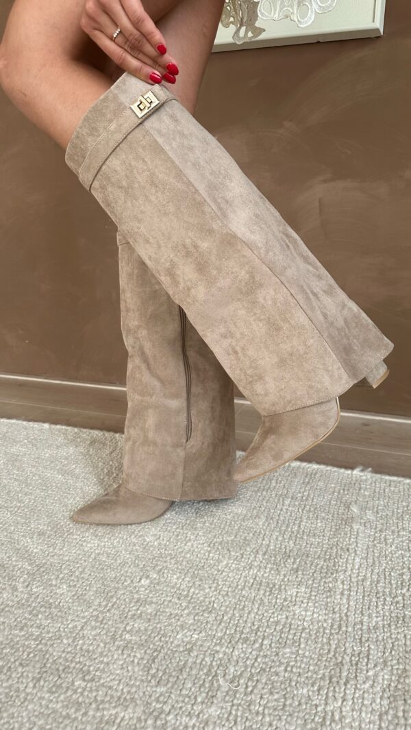 Bottes Hautes Femme à Talon – Détail Doré, Bout Effilé