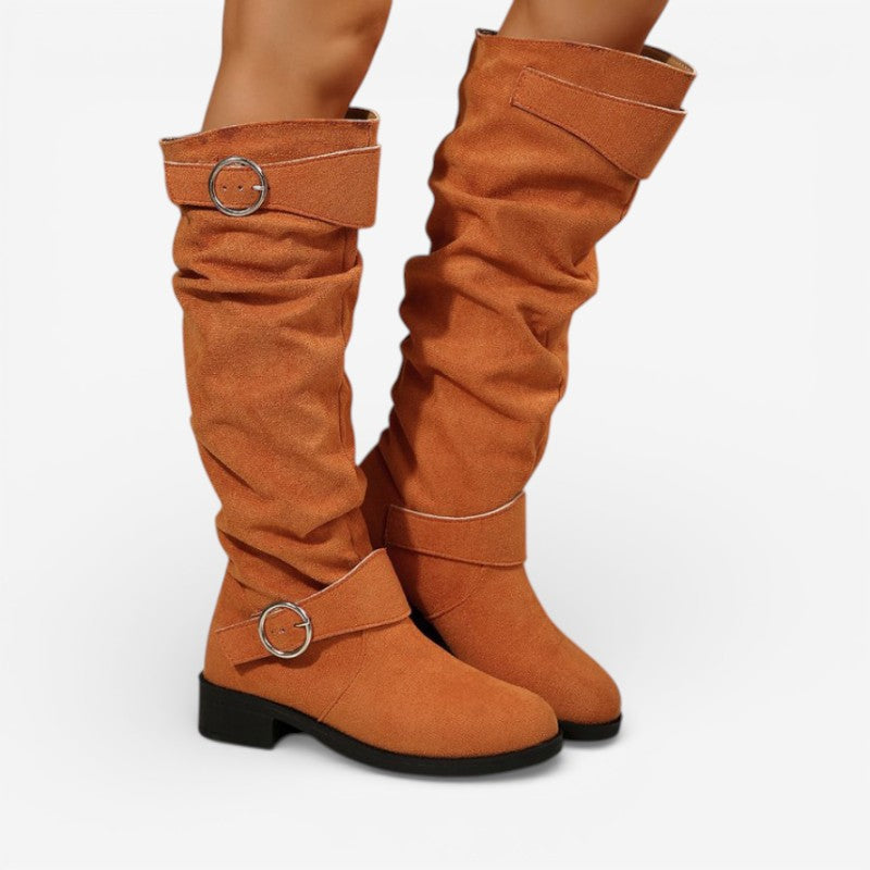Bottes Hautes Femme – Tige Drapée, Boucles