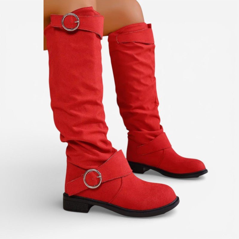Bottes Hautes Femme – Tige Drapée, Boucles