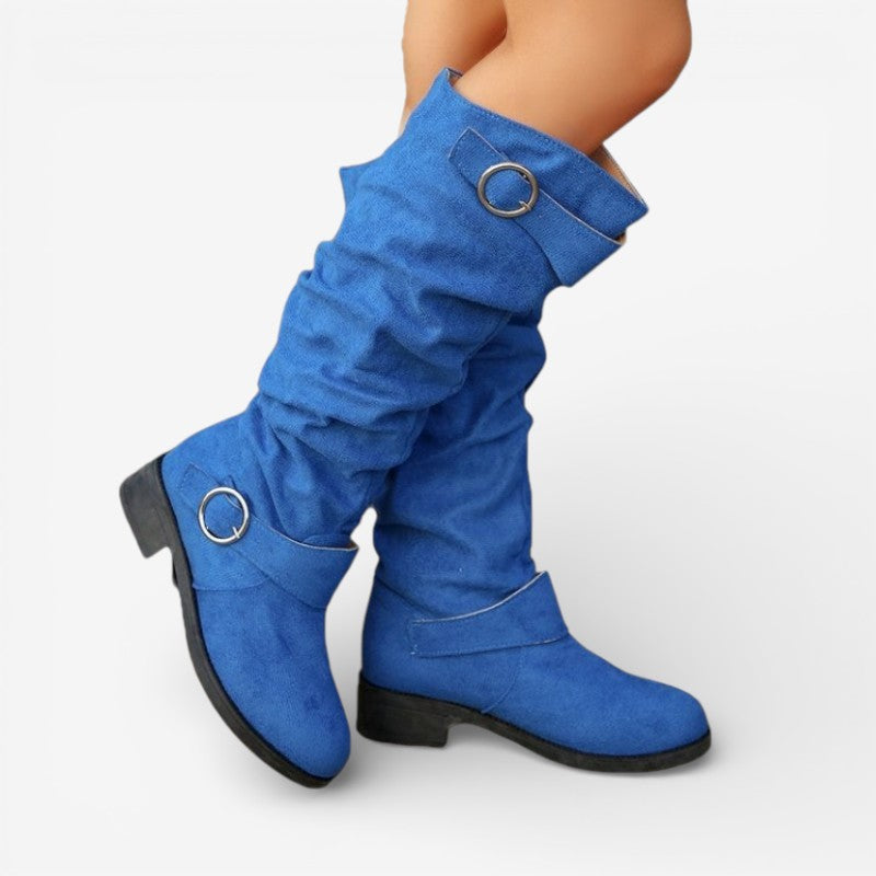Bottes Hautes Femme – Tige Drapée, Boucles