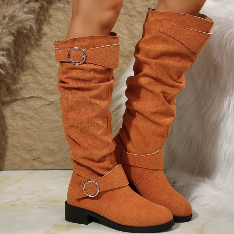 Bottes Hautes Femme – Tige Drapée, Boucles