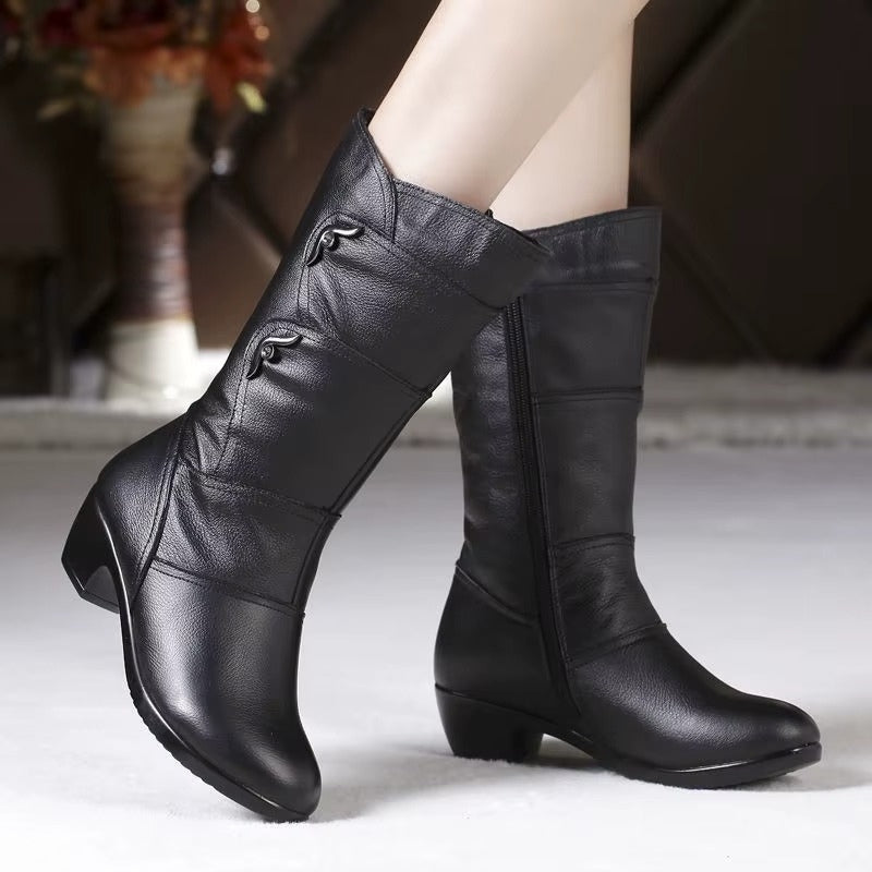 Bottes Hautes Femme – Bout Rond, Tige Souple
