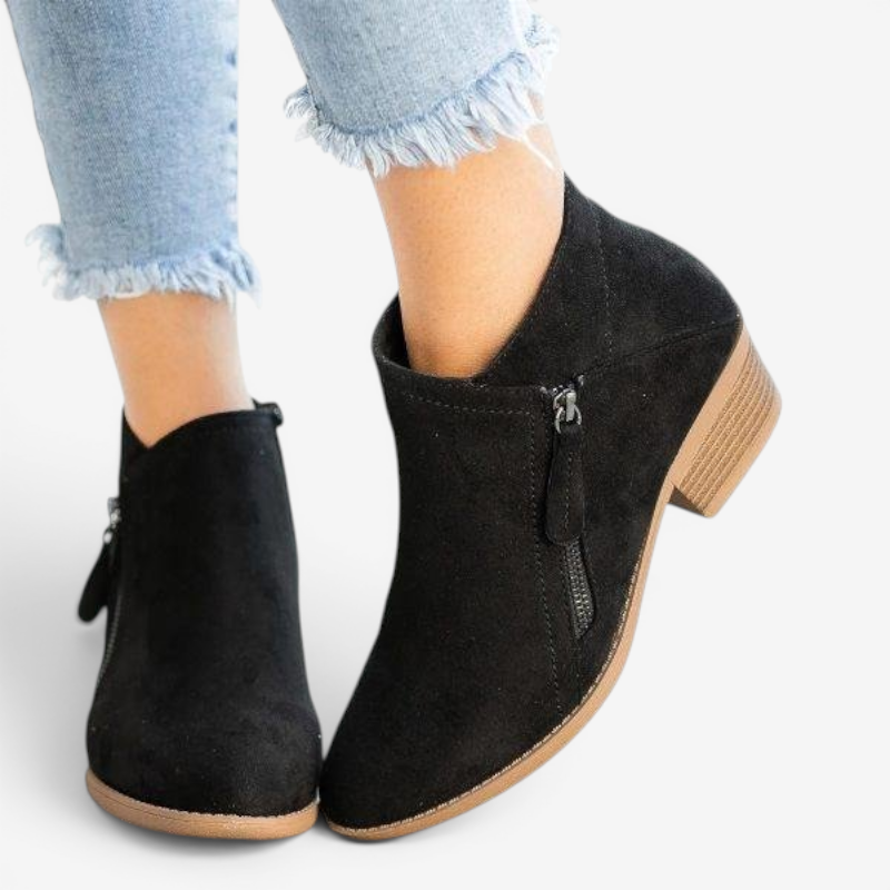 Bottines Femme – Aspect Daim, Zip Latéral