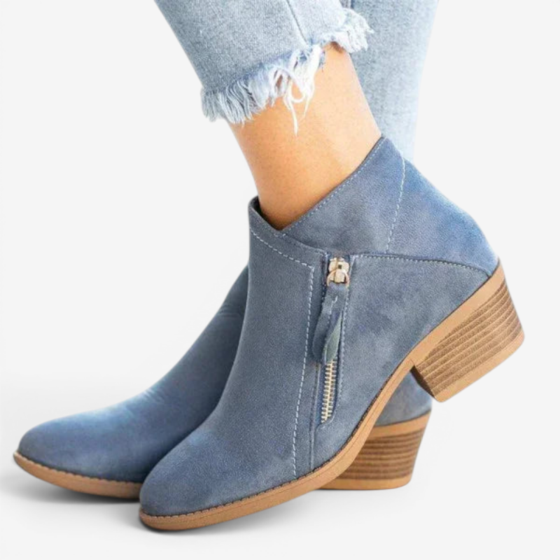 Bottines Femme – Aspect Daim, Zip Latéral
