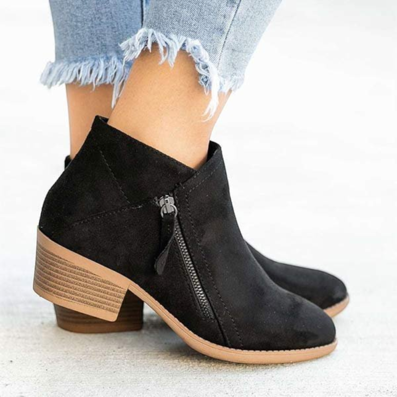 Bottines Femme – Aspect Daim, Zip Latéral