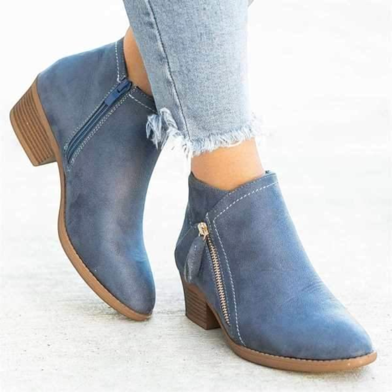 Bottines Femme – Aspect Daim, Zip Latéral