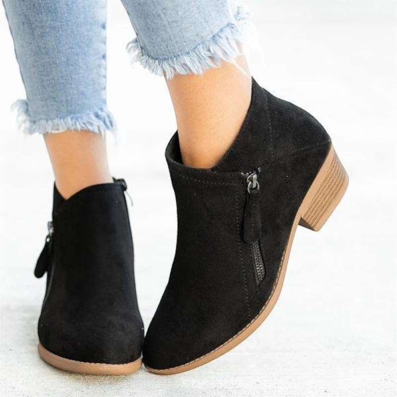 Bottines Femme – Aspect Daim, Zip Latéral
