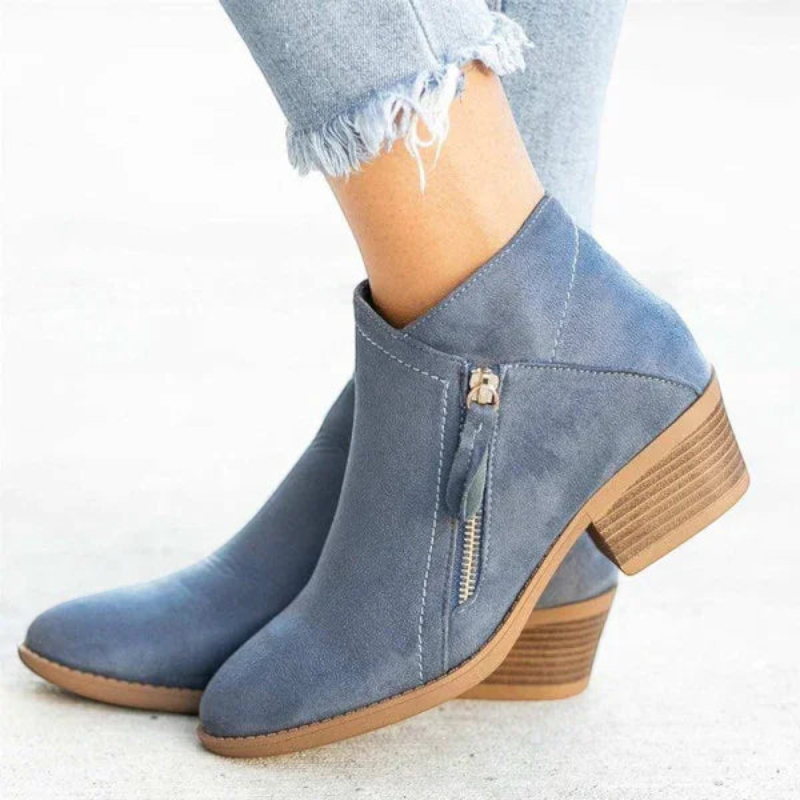 Bottines Femme – Aspect Daim, Zip Latéral