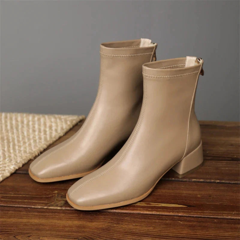 Bottines Femme – Bout Carré, Talon Bloc