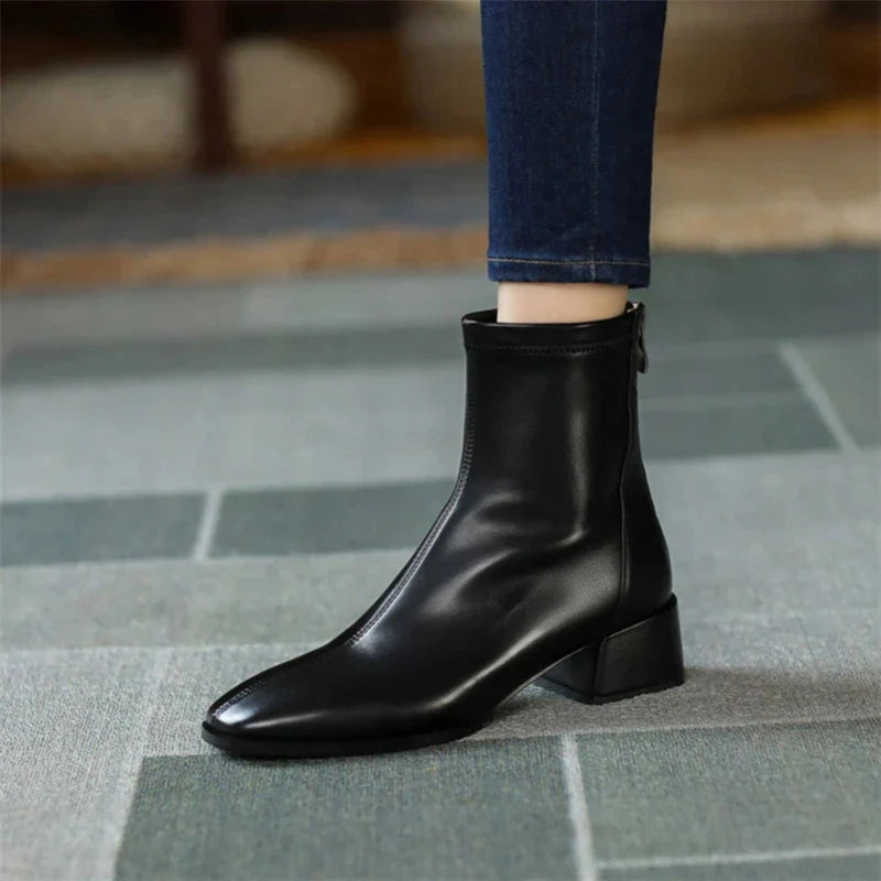 Bottines Femme – Bout Carré, Talon Bloc