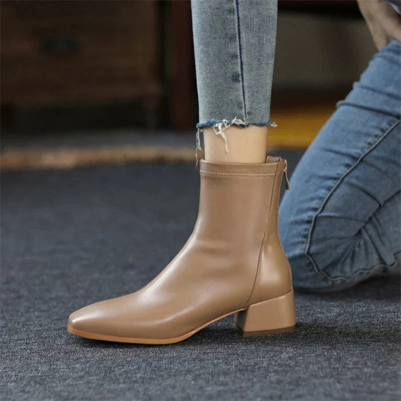 Bottines Femme – Bout Carré, Talon Bloc