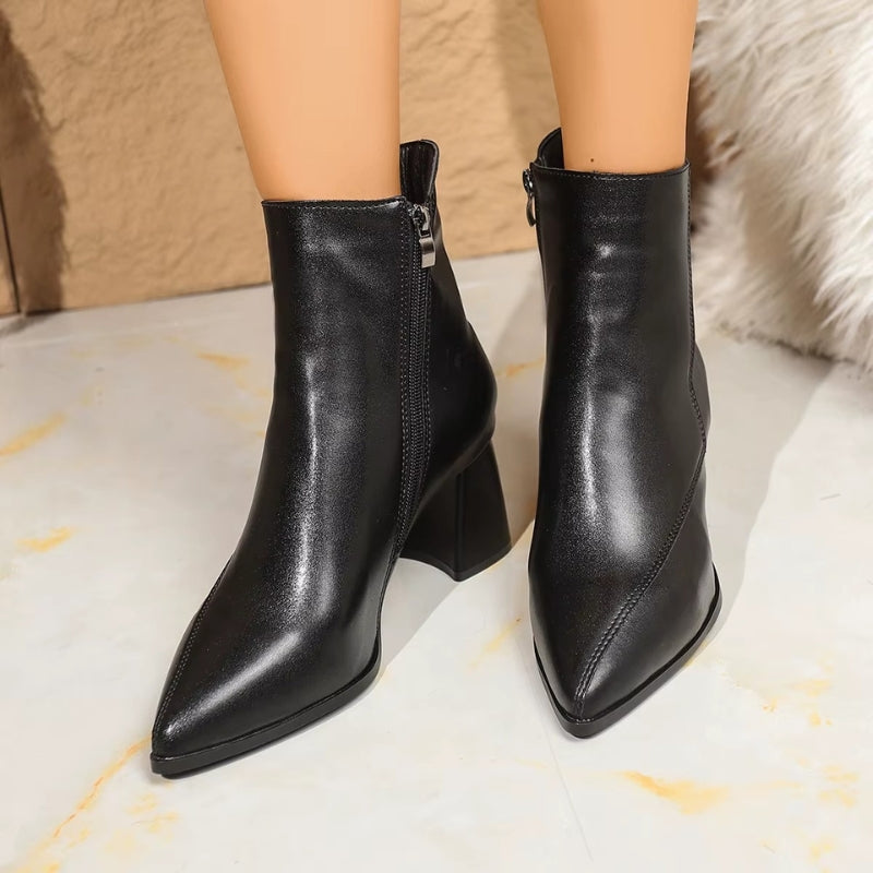 Bottines Femme – Bout Pointu, Talon Bloc