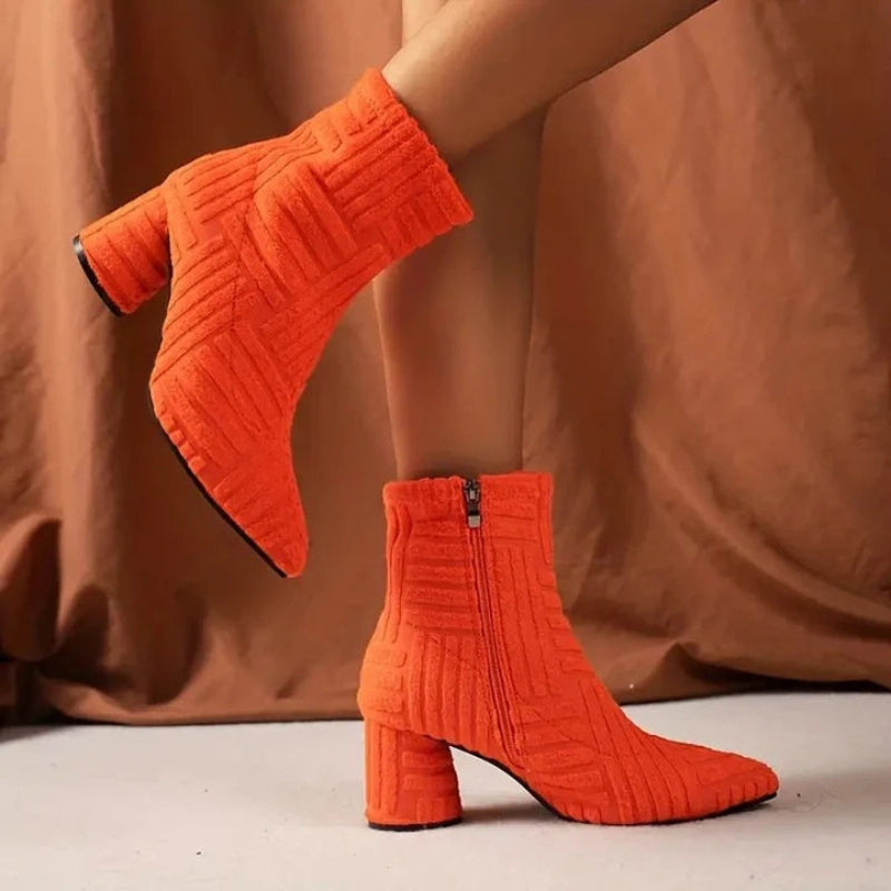 Bottines Chaussette Femme – Bout Pointu, Talon Bloc