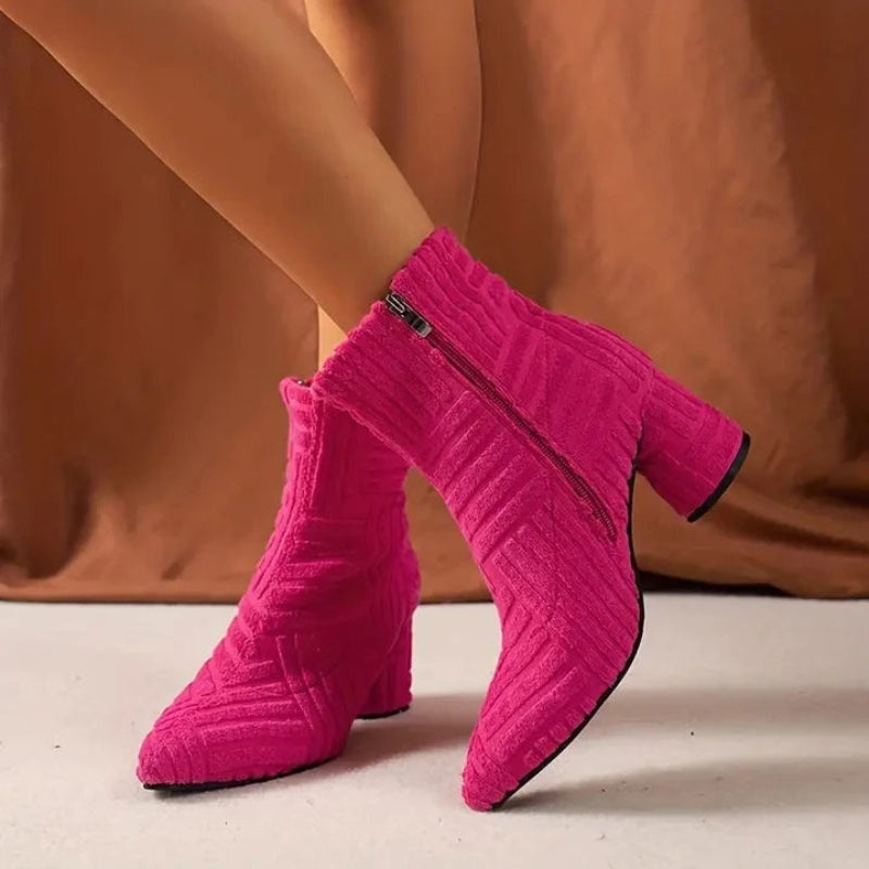Bottines Chaussette Femme – Bout Pointu, Talon Bloc