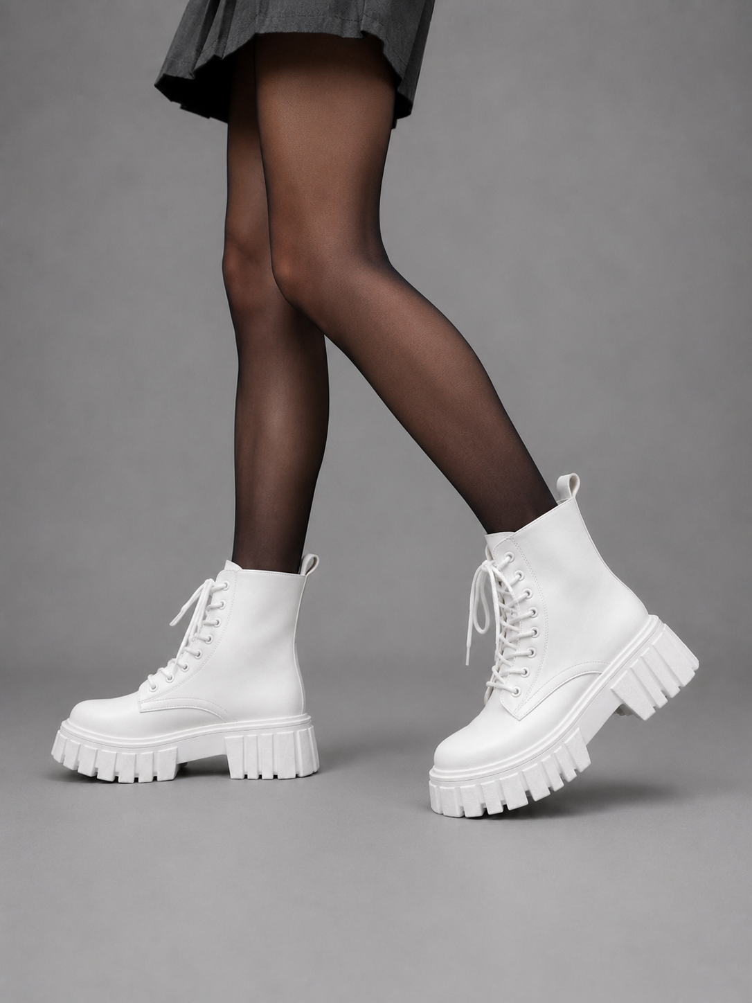Bottines Femme – Combat Aspect Cuir, Talon Bloc