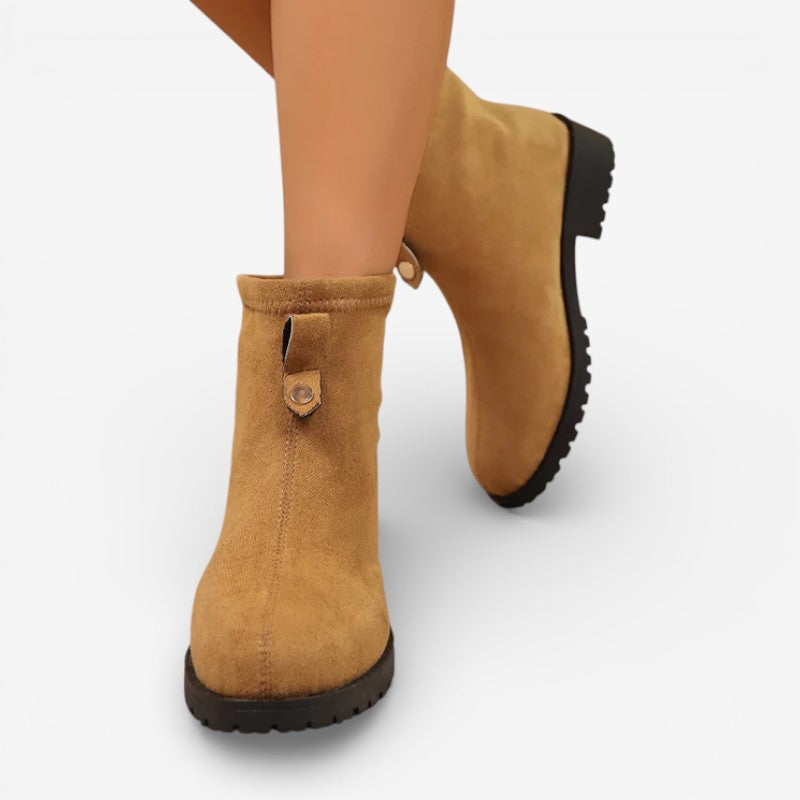 Bottines Femme – Aspect Daim, Zip Latéral