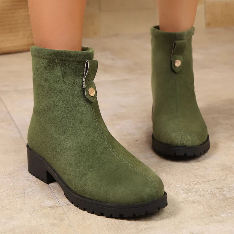Bottines Femme – Aspect Daim, Zip Latéral