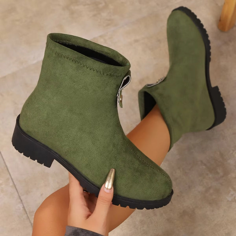 Bottines Femme – Aspect Daim, Zip Latéral