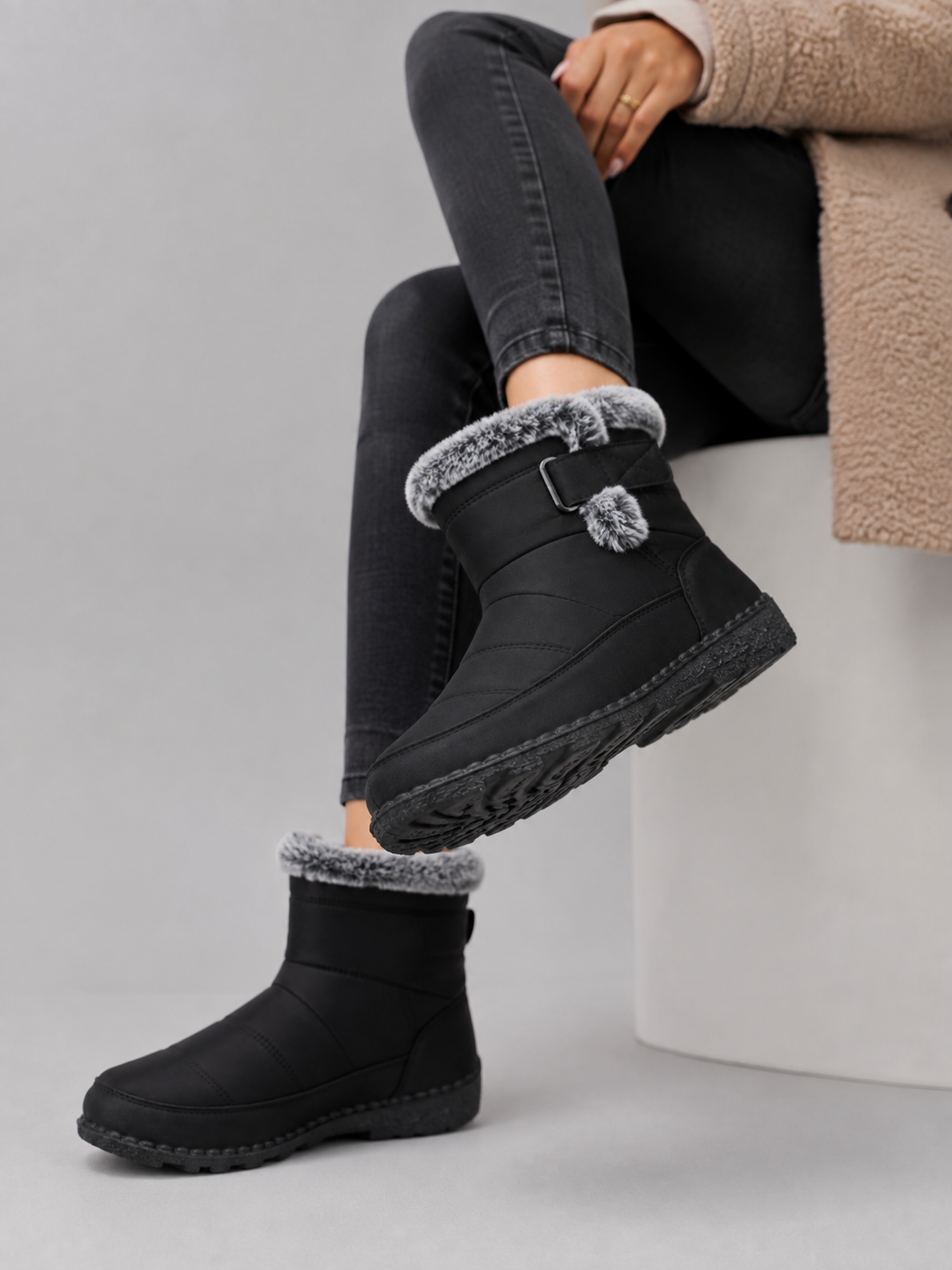 Bottines Femme – Doublées Fausse Fourrure, Talon Bloc