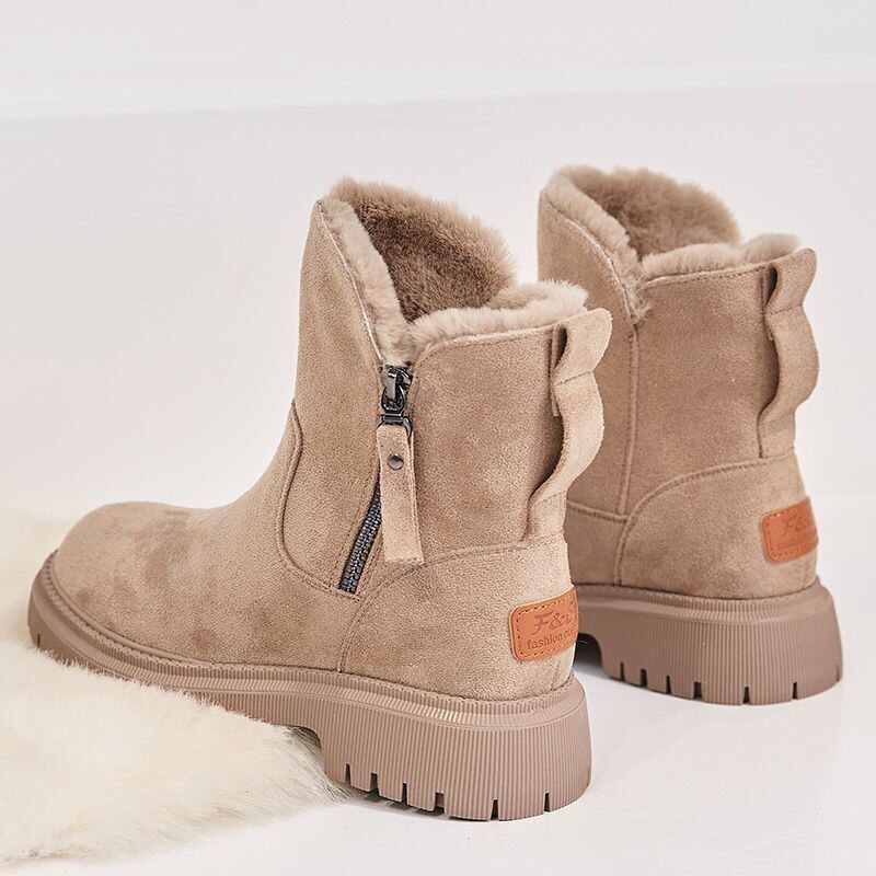 Bottines Femme Fourrées – Aspect Daim, Semelle Crantée